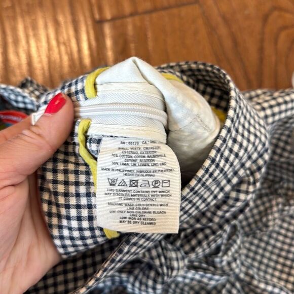 Anthropologie Cartonnier navy gingham tie waist pleated pant 4 - Picture 10 of 13